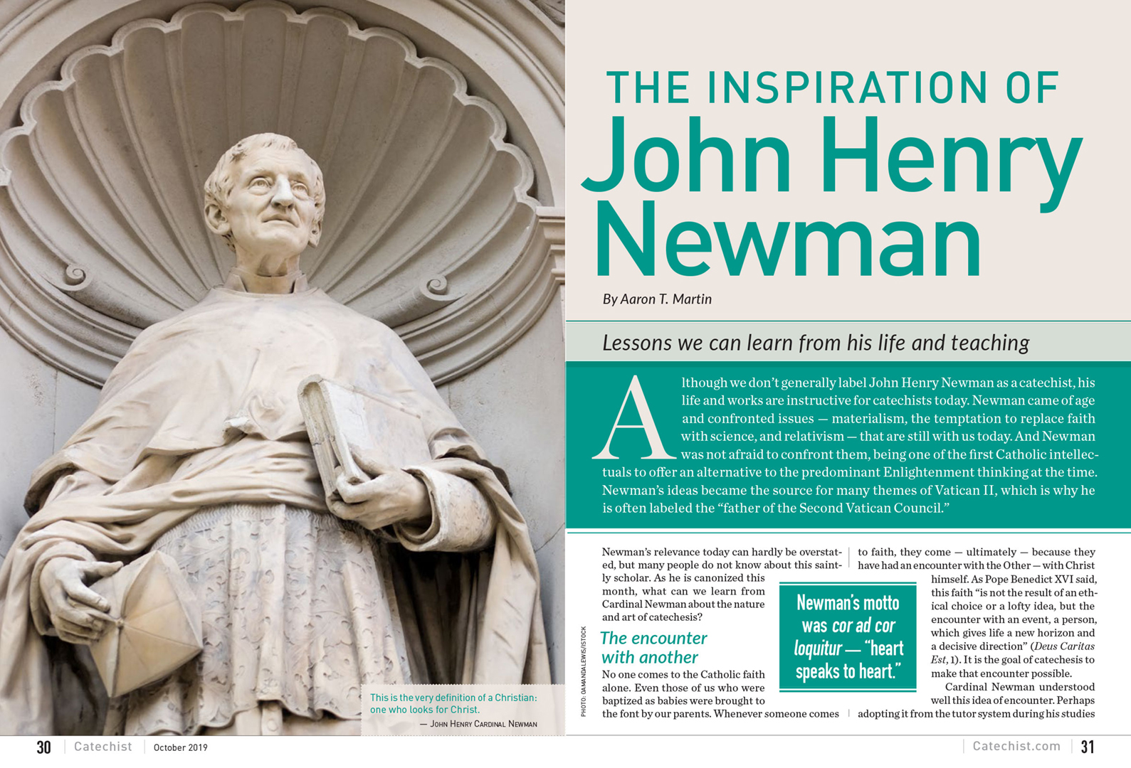 Spread for the October 2019 issue of Catechist Magazine