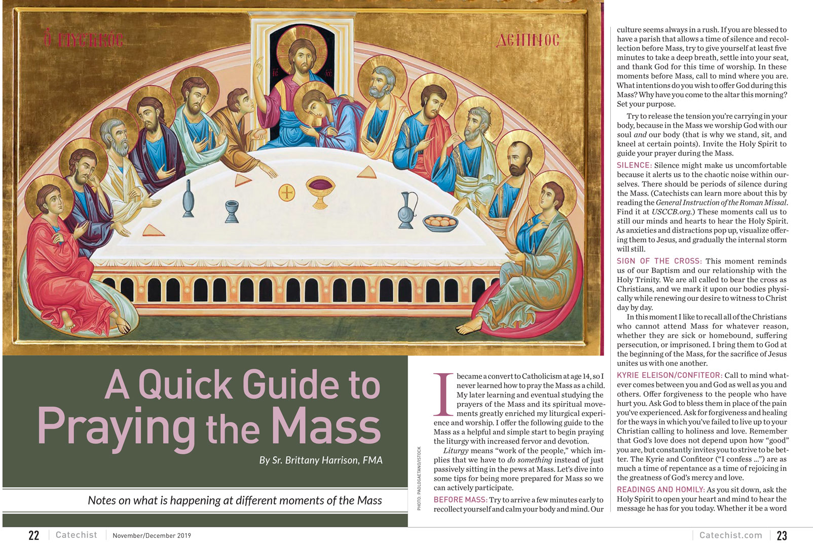 Design of spread for the November 2019 issue of Catechist Magazine