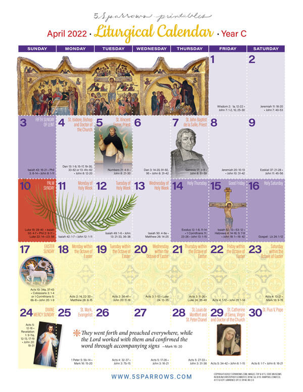 April 22 Liturgical Calendar