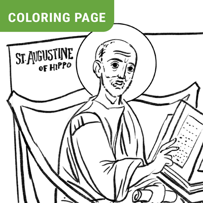 coloring page based on earliest fresco of Augustine